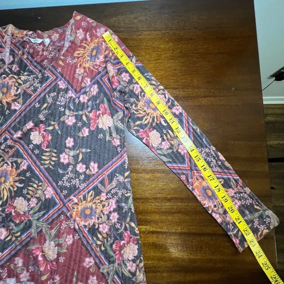 Soft Surroundings Boho Earthy Granola Cottage Indie Long Flowy Tunic Top Large - Picture 8 of 12